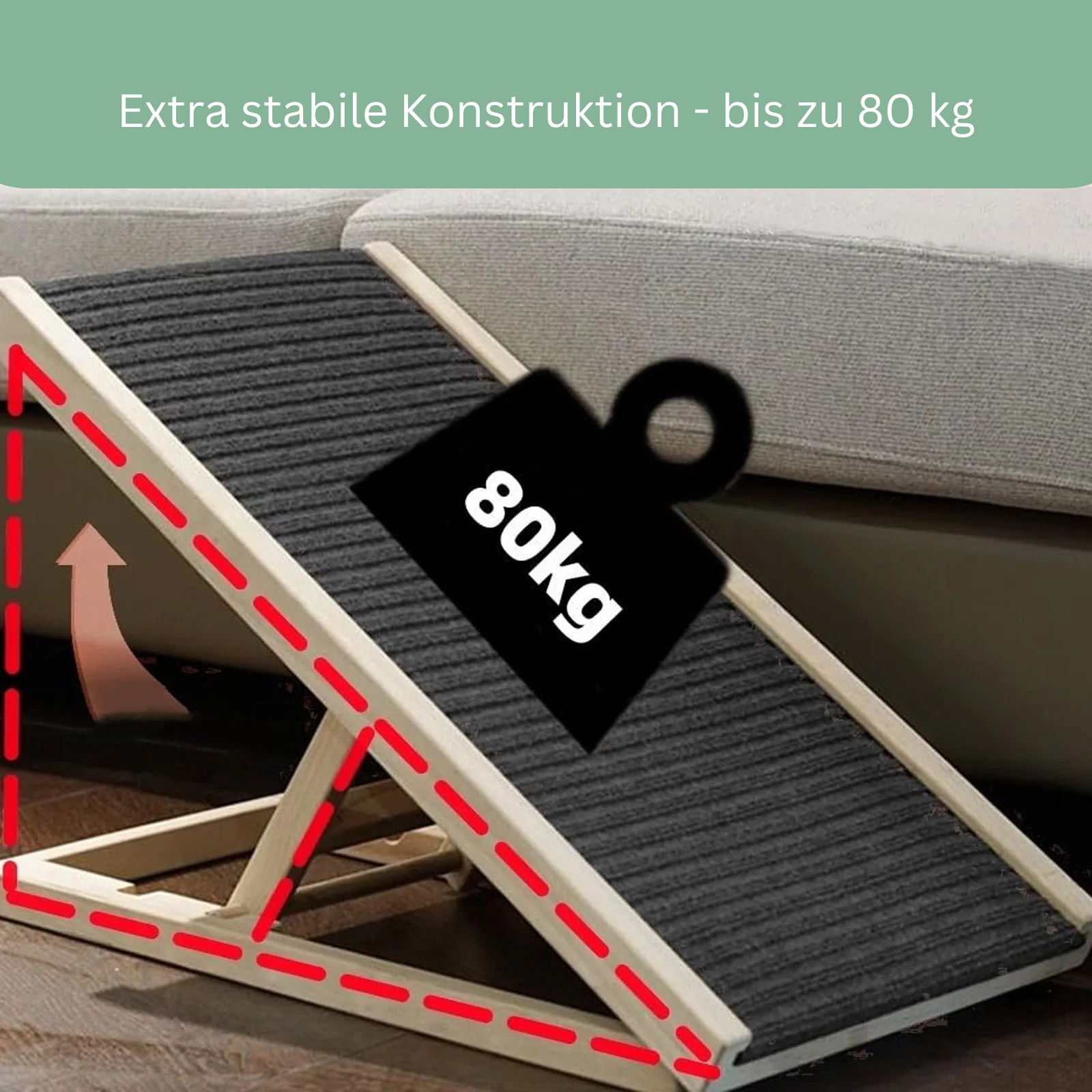 Lomorino Holz Hunderampe 70cm / 100cm mit Teppichbezug