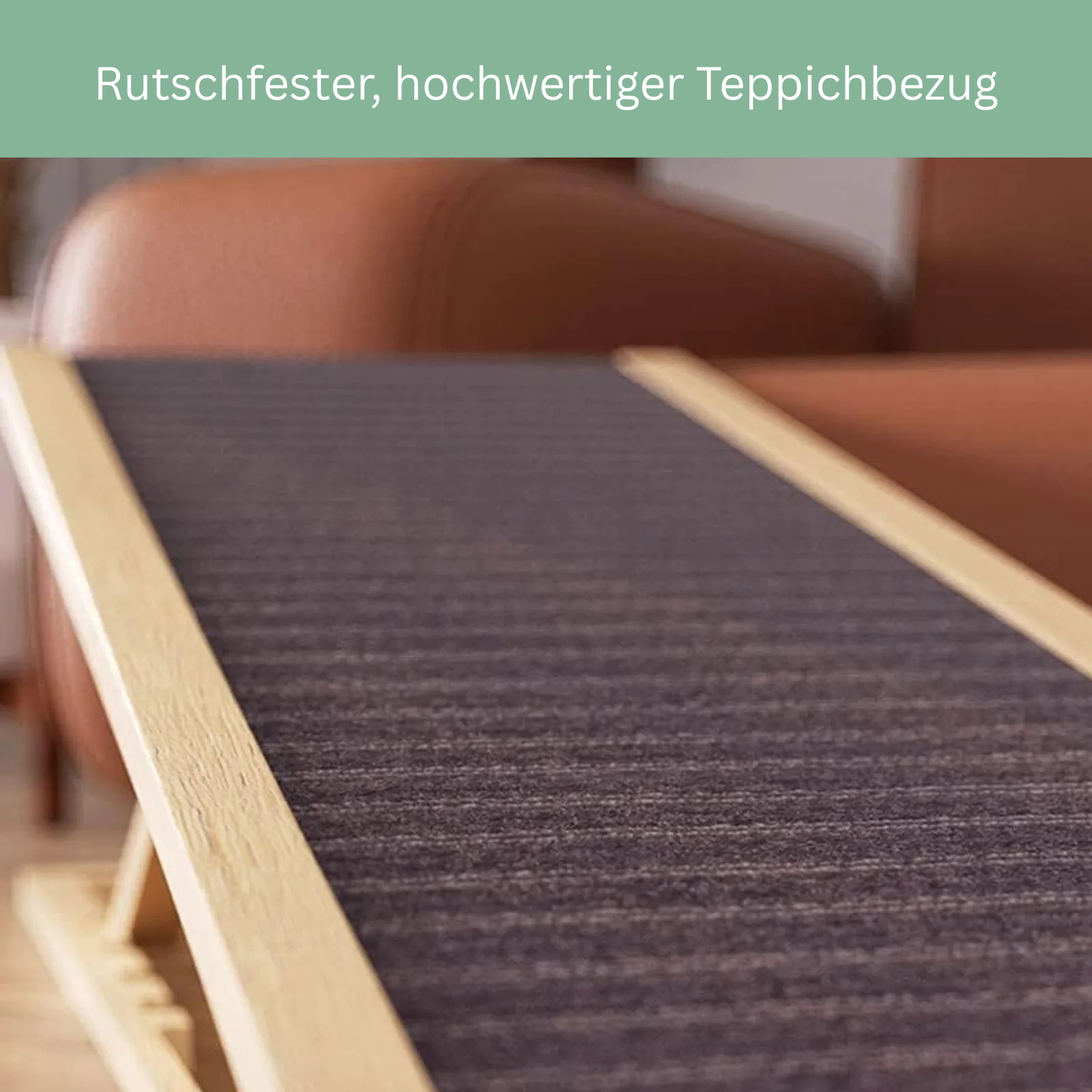 Lomorino Holz Hunderampe 70cm / 100cm mit Teppichbezug